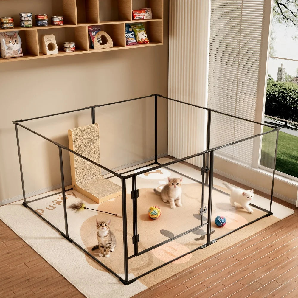 Large Acrylic Dog Playpen Enclosure Indoor Pet Cage Fence Cat Kitten Rabbit Bunny Hedgehog Pet Whelping Box Full Visibility