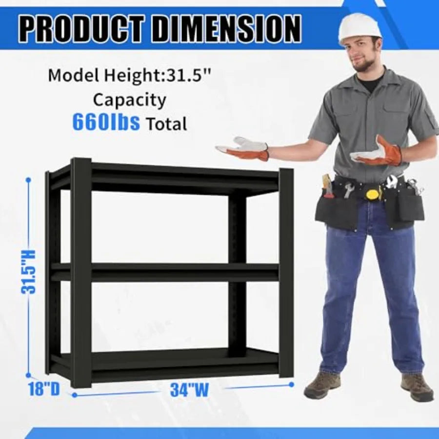 3-Tier Metal Aquarium Stand, 34" W Black, Heavy-Duty Storage Shelves for Fish Tanks and Accessories, Matte Finish