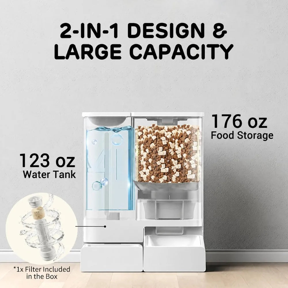2-in-1 WiFi Pet Feeder & Waterer, 300oz Capacity for 2 Weeks, App Control, Auto Feeding, for Cats & Small Dogs