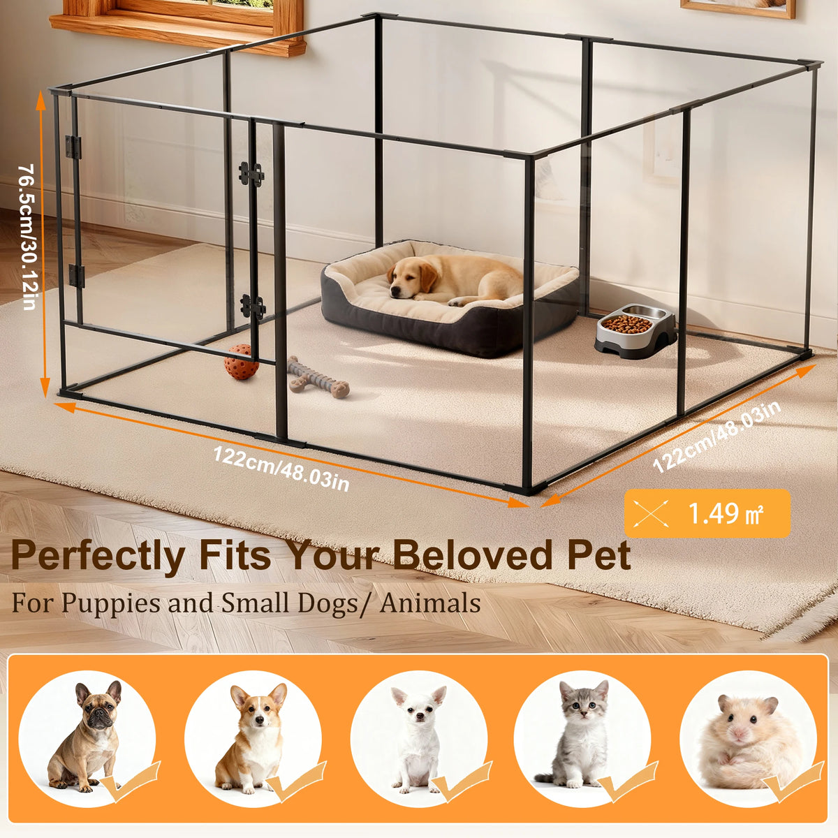 Large Acrylic Dog Playpen Enclosure Indoor Pet Cage Fence Cat Kitten Rabbit Bunny Hedgehog Pet Whelping Box Full Visibility