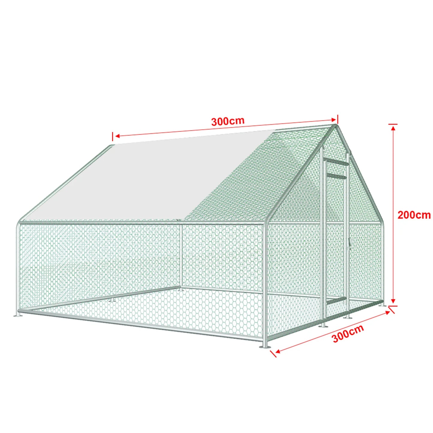 Teousev 10/13/20ft Large Metal Chicken Coop Walk-In Run with Peaked Roof, Outdoor Poultry Cage Hen House for Farm Backyard