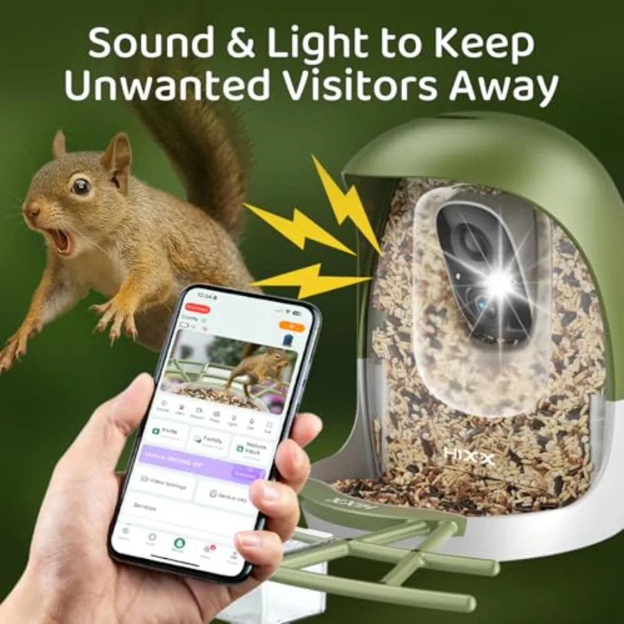 Smart Bird Feeder with Camera, AI Identify Birds and Auto Capture, 2K HD Live Camera Birdwatching with Color Night Vision for B