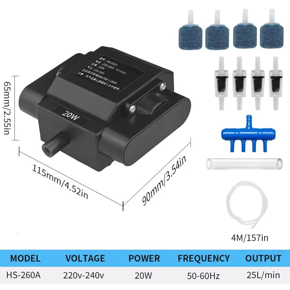 110V/220V Electromagnetic Air Pump Oxygen Pump Fish Tank Aquarium Aquaculture Oxygenator Aerator Compressor Air Pump 4 Way Parts