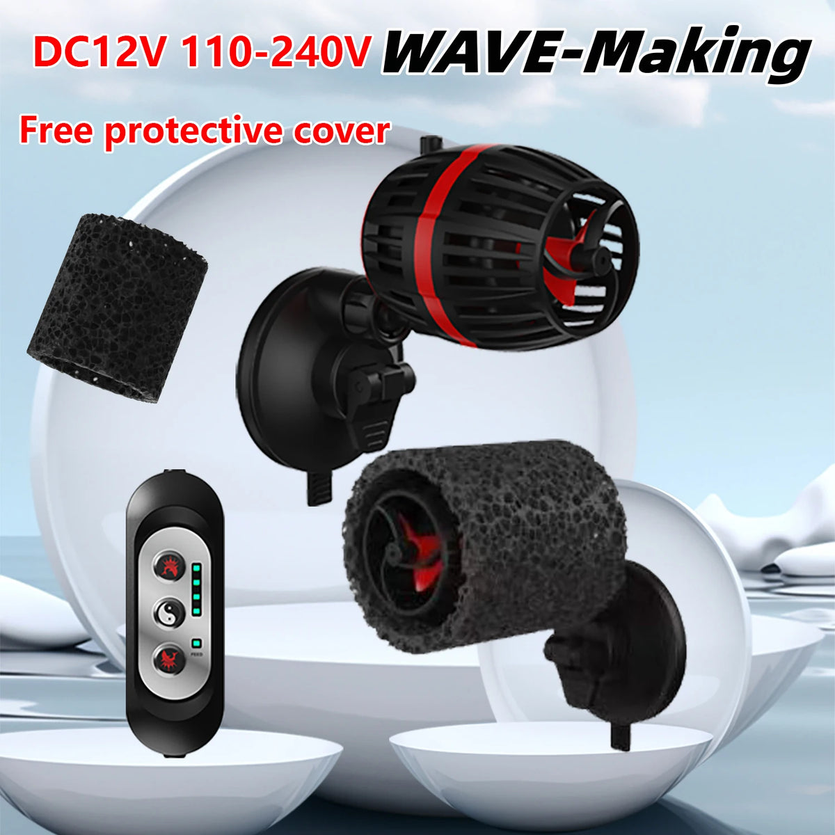 110V-240V fish tank wave pump bottom blow ultra-quiet small variable frequency circulation pump fecal blower sea tank flow pump