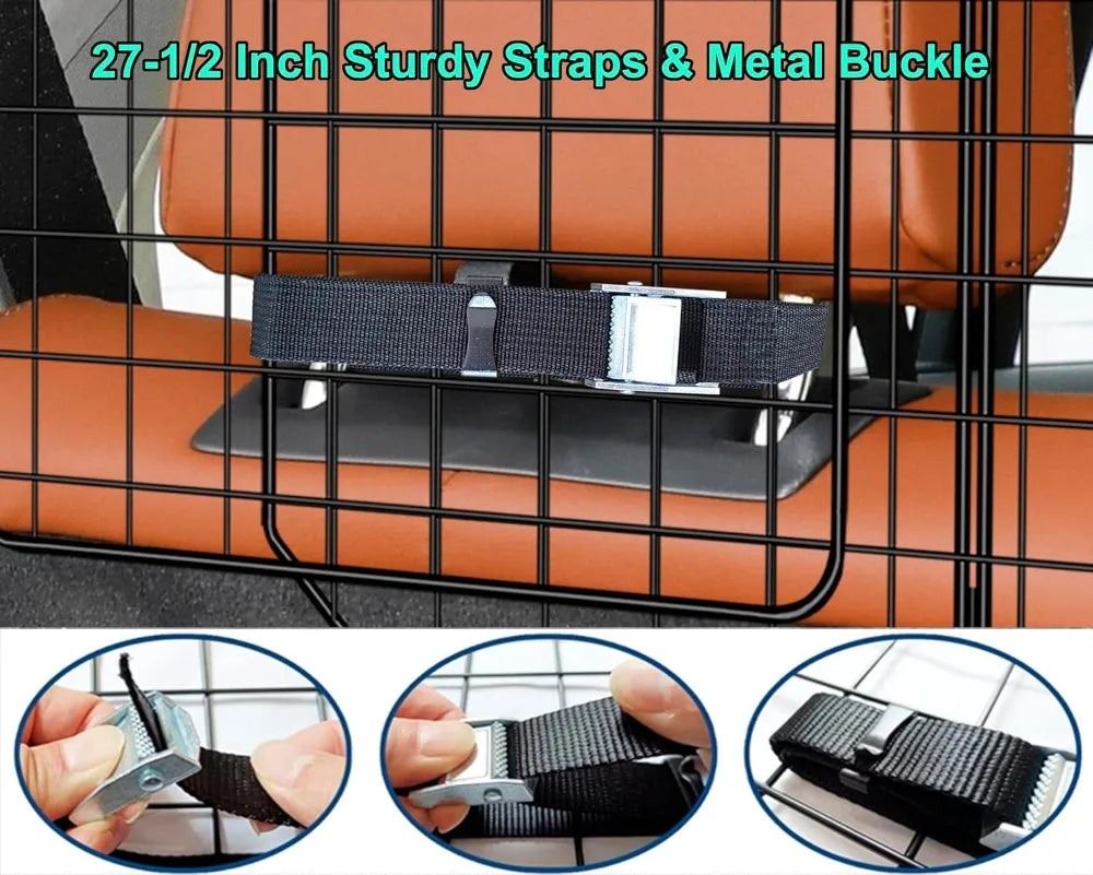 Adjustable Dog Car Barrier for SUVs Trucks Vans, Heavy-Duty Wire Mesh Pet Divider, 61.9 Inch, Universal Fit
