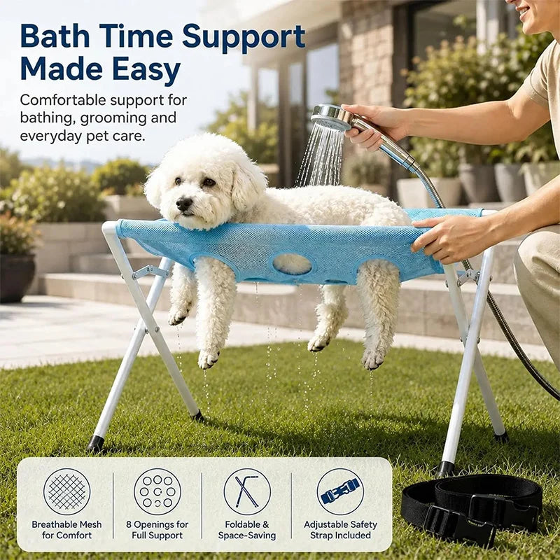 Adjustable Dog Grooming Hammock Foldable Pet Paw Bathing Wash Hammock Pet Bathing Nail Clipping Drying Mesh Support Rack for Pet