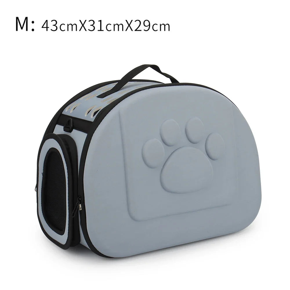 Foldable Portable Pet Carriers Bag EVA Multihole Breathable Dog Cat Carrier Bags Outdoor Travel Pets Cats Handbag Safety Zippers