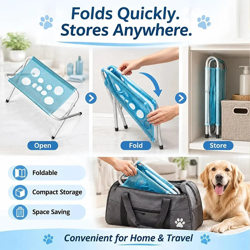 Adjustable Dog Grooming Hammock Foldable Pet Paw Bathing Wash Hammock Pet Bathing Nail Clipping Drying Mesh Support Rack for Pet