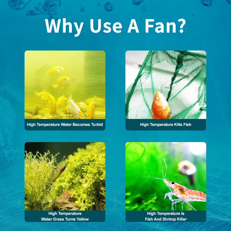Jebao Jecod ACF Series Aquarium Cooling Fan - Mute Automatic Temperature Control Fan, 12V 3W