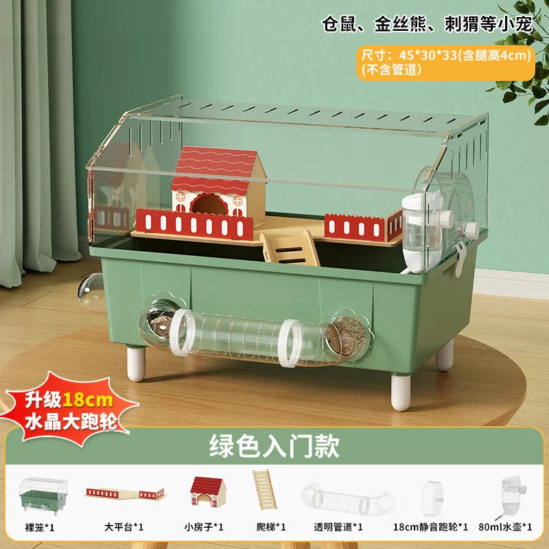 Luxury Transparent Hamster Villa Cage With Raised Tunnel And Scenic Habitat For Dwarf Hamsters For Kids And Pet Lovers Display