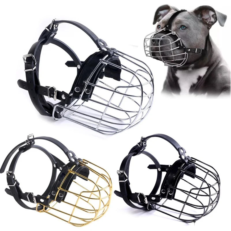 Stainless Steel Dog Muzzle Anti-Biting Breathable Pet Mouth Mask Adjustable Protection Cover Dog Muzzle Accessories Pet Supplies