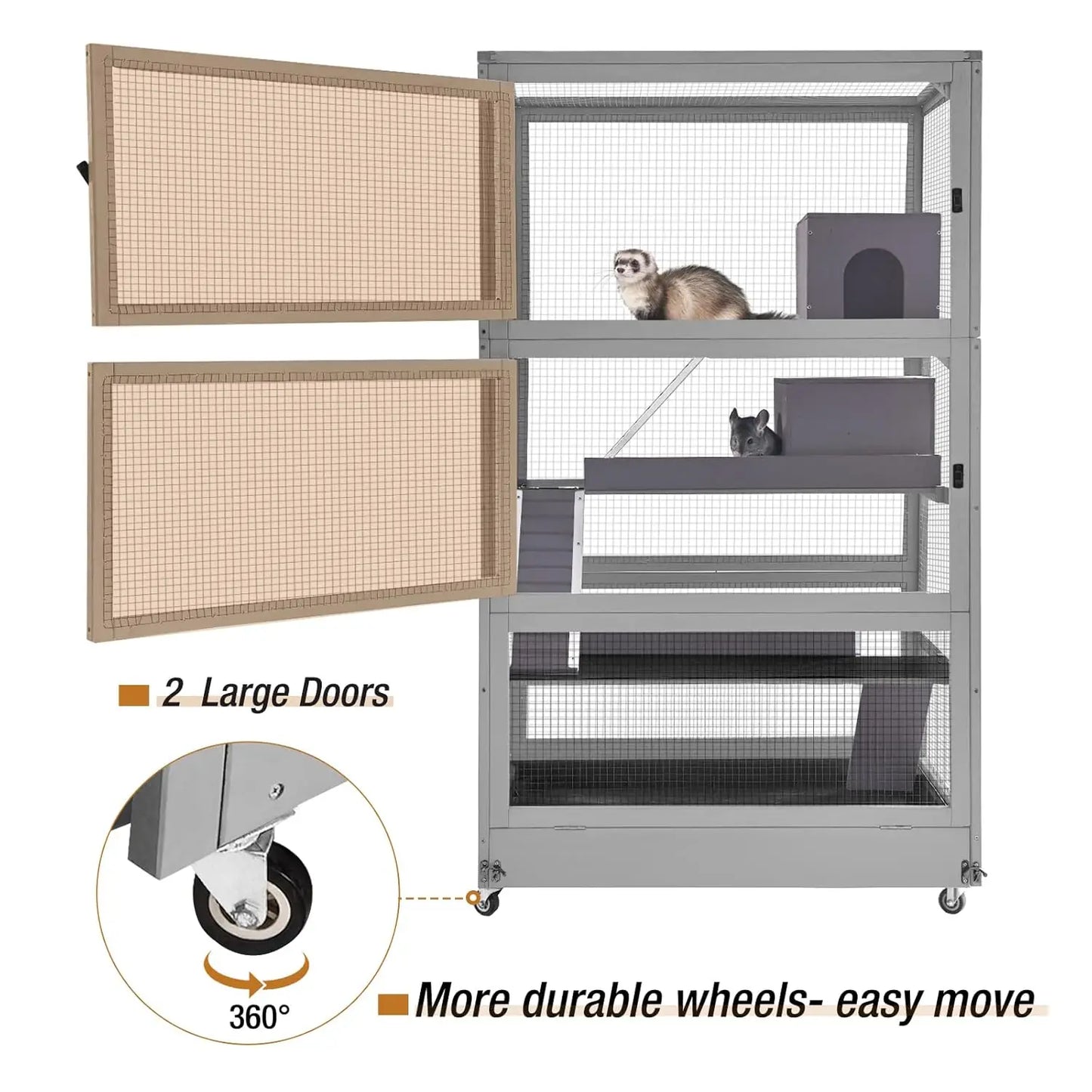 Ferret Cage Chinchilla House Large 4 Levels Critter Nation Cage Perfect for Ferret,Chinchilla, Rat, Squirrel,, Customized