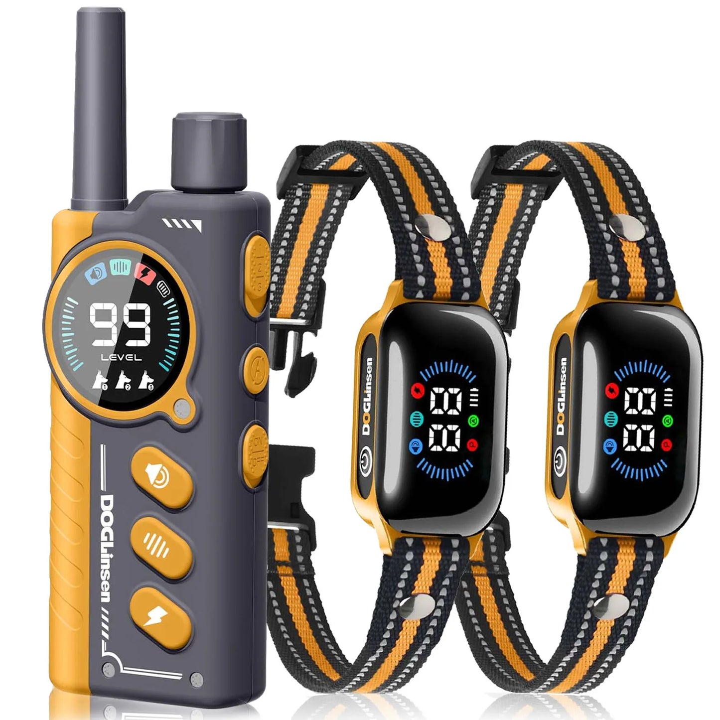 IPX7 Waterproof Dog Training Collar,Smart 2-in-1 Auto Anti-Bark and Shock Collar for All Size Dogs,3300FT Remote Electric Collar