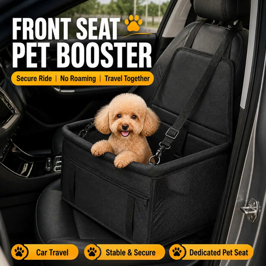 1pc Car Pet Booster Seat, Front Passenger Seat, Essential For Small To Medium Dogs Travel, Breathable Oxford Fabric, Dirt-Resistant, Foldable, Universal Fit, Perfect Car Pet Accessory
