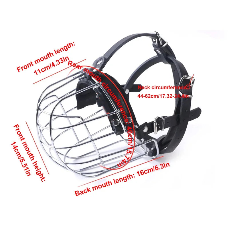Stainless Steel Dog Muzzle Anti-Biting Breathable Pet Mouth Mask Adjustable Protection Cover Dog Muzzle Accessories Pet Supplies
