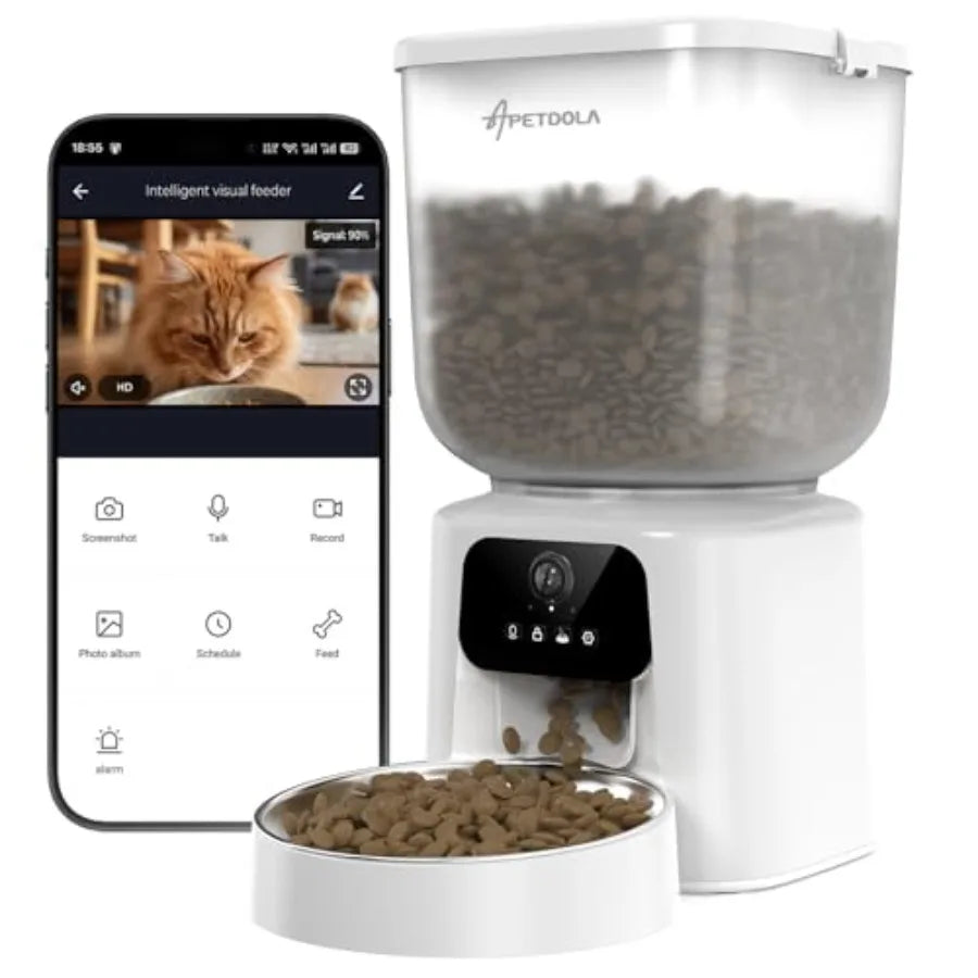 5L Timed Cat Food Feeder, 2-Way Audio and App Remote Control, Desiccant Bag, Auto Pet Dispenser for Cats and Dogs