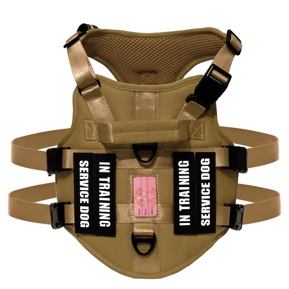 Service Dog Vest No Pull Dog Harness with 4 Dog Patches, Reflective Pet Harness with Durable Soft Padded Handle for Training Med