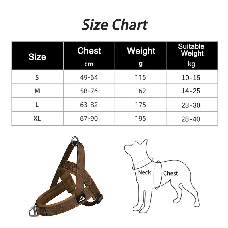 Escape-Proof Tactical Dog Harness with Soft Padded Durable Adjustable No Pull Easy Walking Training Large Dogs Vest Arnés Perro