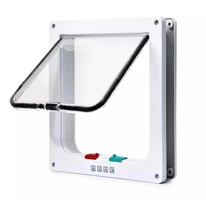 Dog Cat Flap Door For Dog Cat Kitten With 4 Way Lock Security Flap Door Cat Puppy Safety Gate Small Pet Supplies ABS Plastic