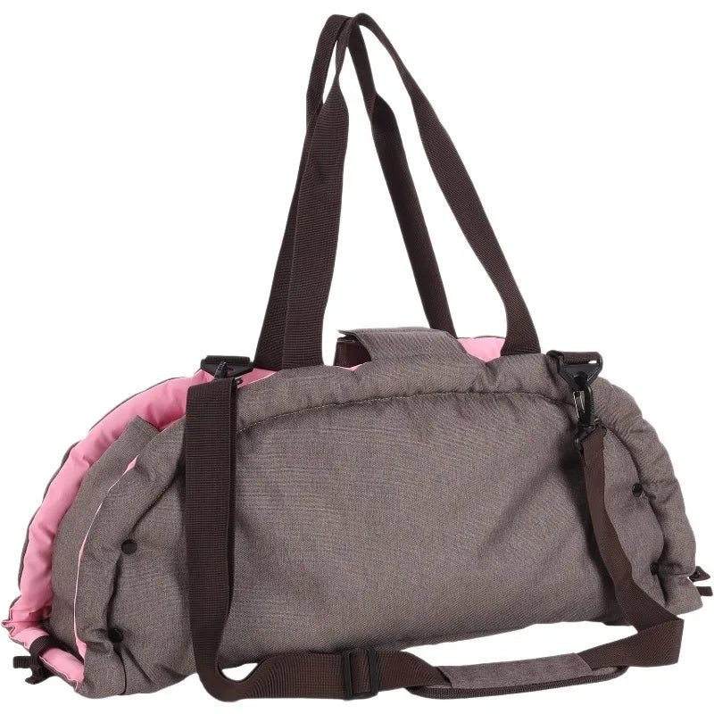 2‑in‑1 Portable Pet Travel Bag, Foldable Breathable Cat Dog Carrier Handbag, Car Small Pet Bed Mat for Outdoor Travel