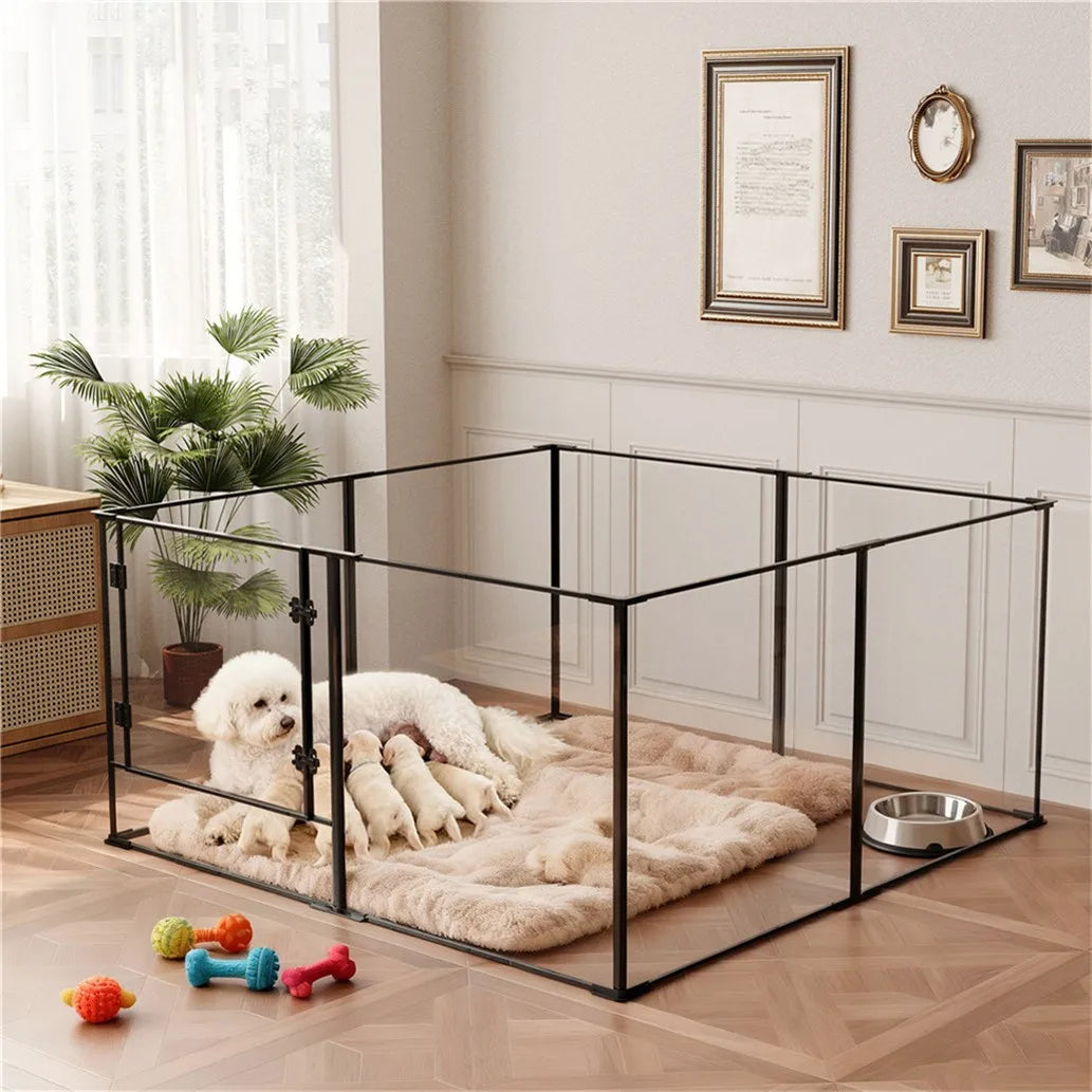 Large Acrylic Dog Playpen Enclosure Indoor Pet Cage Fence Cat Kitten Rabbit Bunny Hedgehog Pet Whelping Box Full Visibility