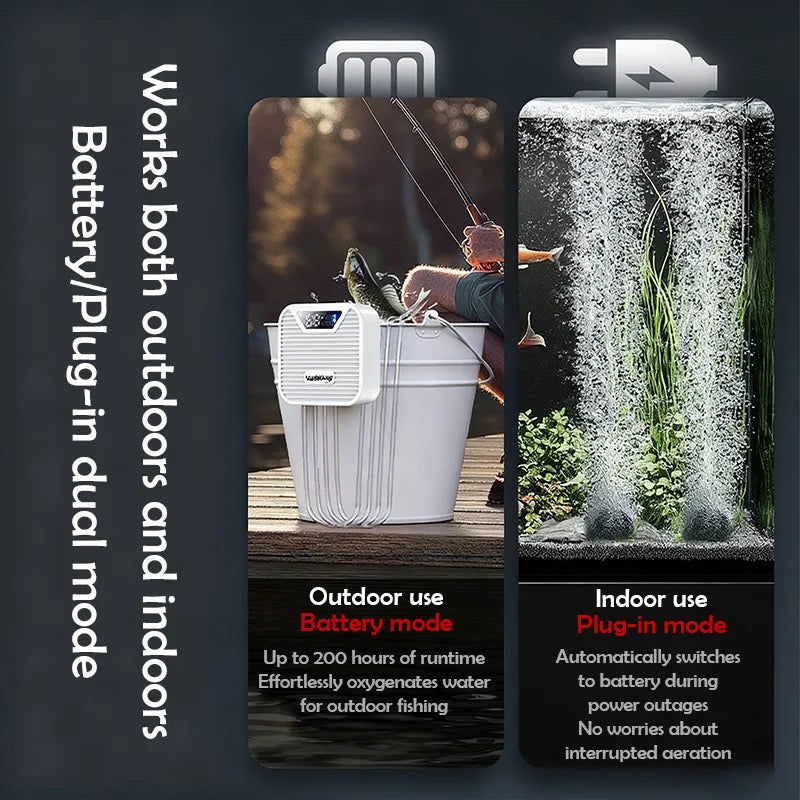 3W Aquarium Oxygen Pump Fishing Oxygenator Outdoor Fish Tank Usb Rechargeable Oxygenator Mute Dual/Four Outlets