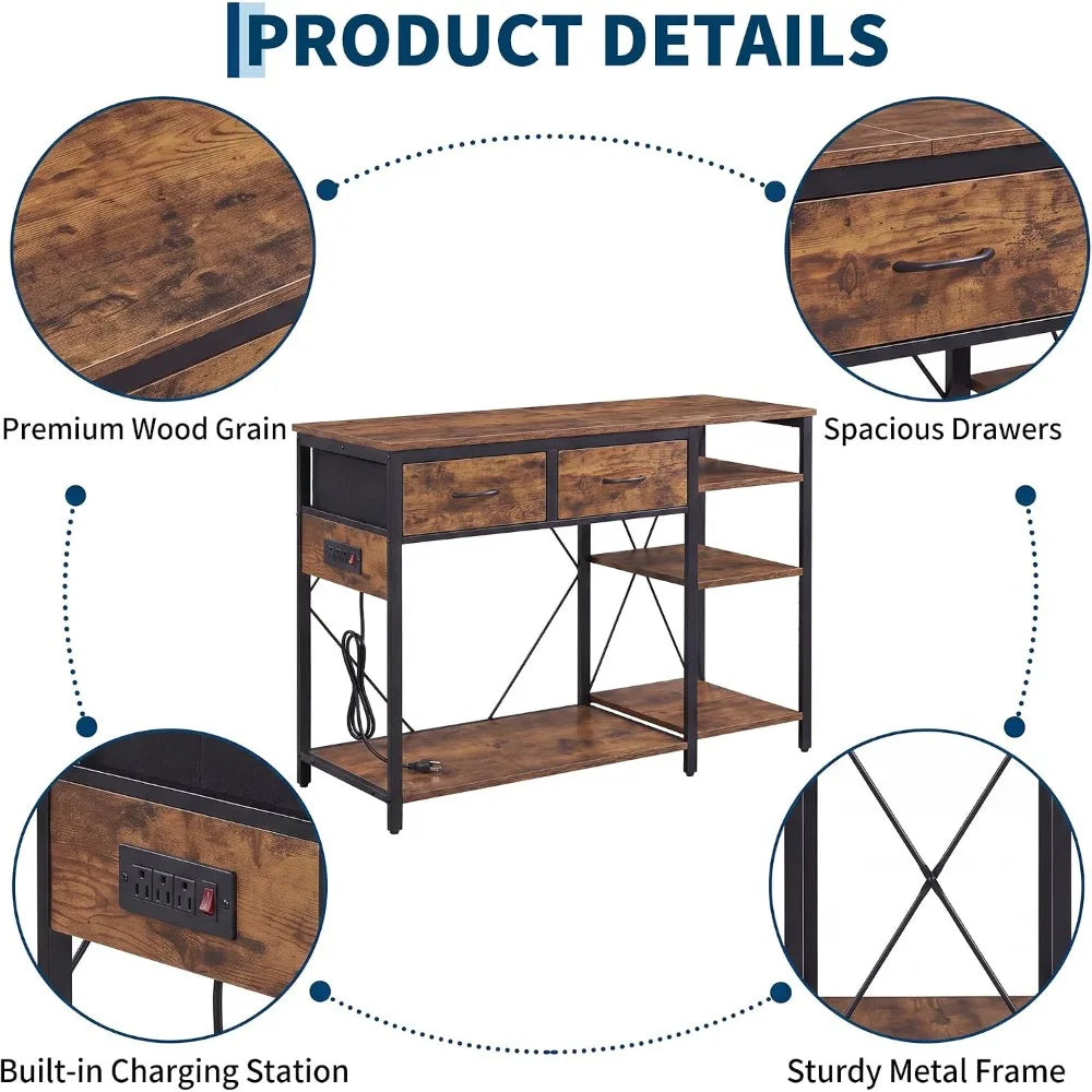 Aquarium Stand with Power Outlet for Fish or Reptile Tank 49.2" x 17,7" Top Tabletop Terrarium Stand with Power Outlet For Farmhouse Home
