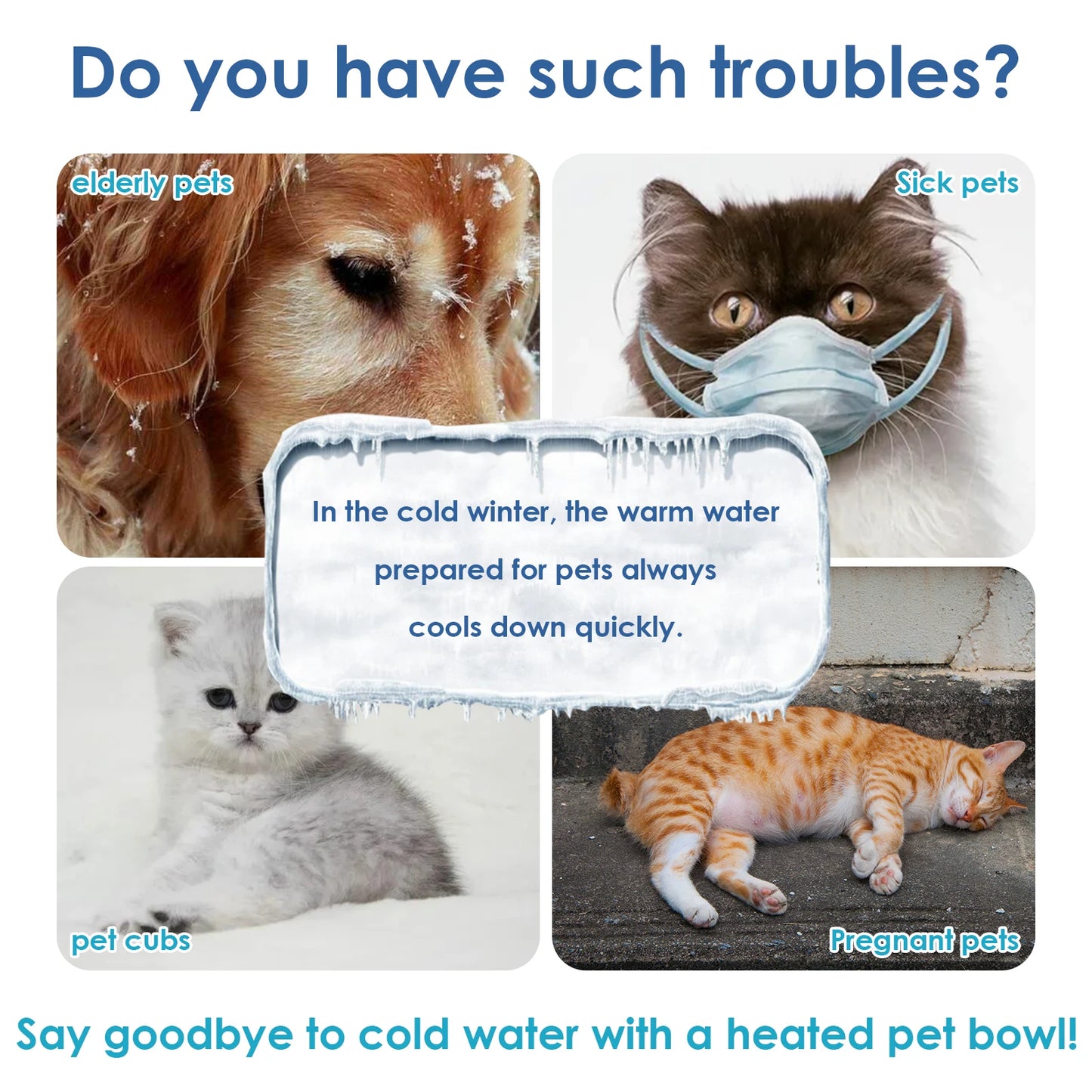 Heated Water Bowl 3.2 L/108 Oz Outdoor Thermal Pet Bowl Outdoor Heated Dog Dish Provides Drinkable Water in Winter for Dog & Cat