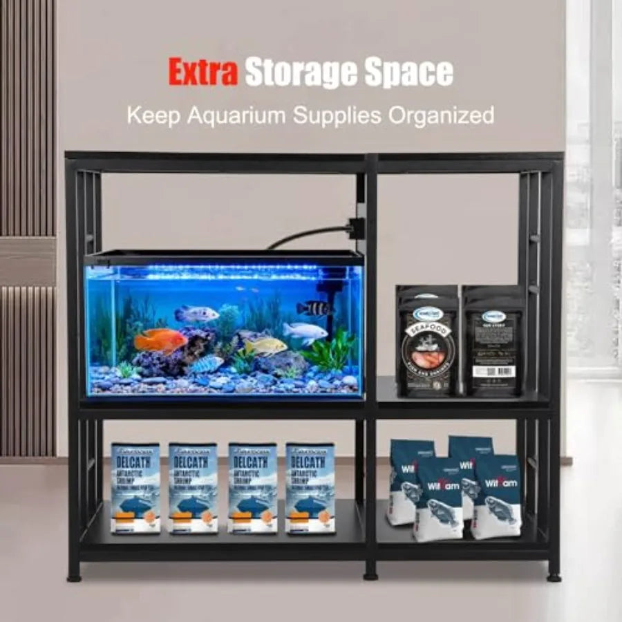 40 50 Gallon Aquarium Stand 36x18 Inch Heavy Duty 750lbs Capacity, 3-Tier Black Adjustable Shelf Steel Frame Fish Tank Stand wi