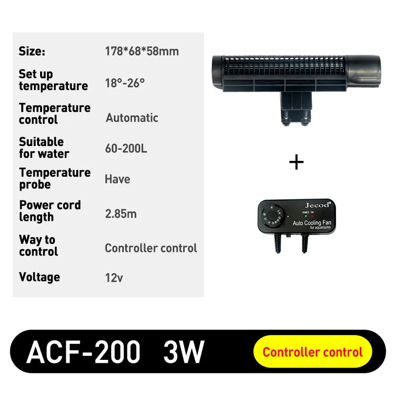 Jebao Jecod ACF Series Aquarium Cooling Fan - Mute Automatic Temperature Control Fan, 12V 3W