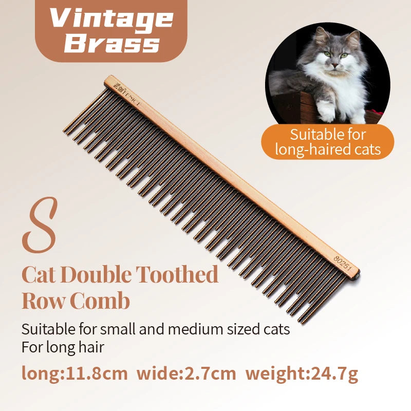 Fenice Professional Anti-Corrosion Grooming Comb For Dogs Cats Tapered Stainless Steel Pins Pet Grooming Supplies