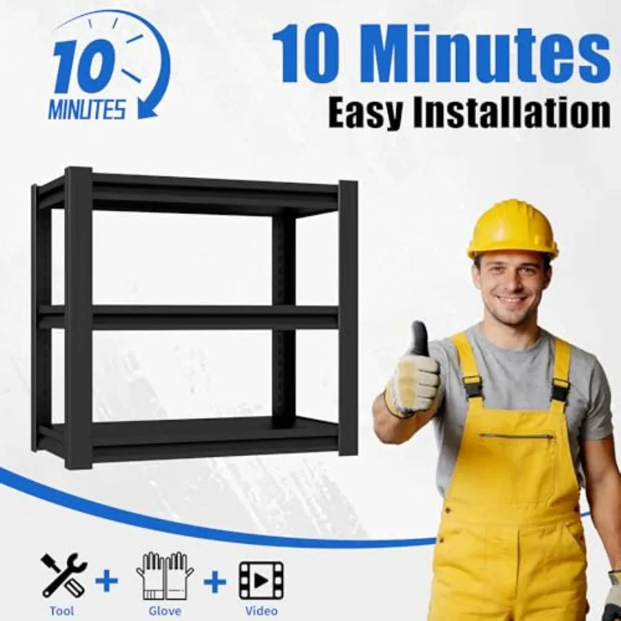 3-Tier Metal Aquarium Stand, 34" W Black, Heavy-Duty Storage Shelves for Fish Tanks and Accessories, Matte Finish