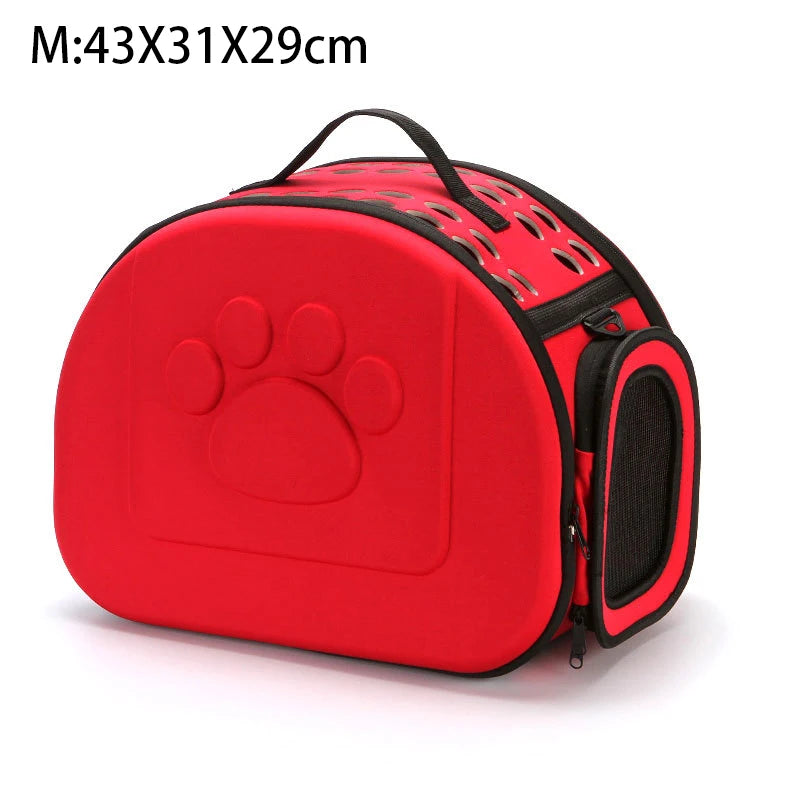 Foldable Portable Pet Carriers Bag EVA Multihole Breathable Dog Cat Carrier Bags Outdoor Travel Pets Cats Handbag Safety Zippers