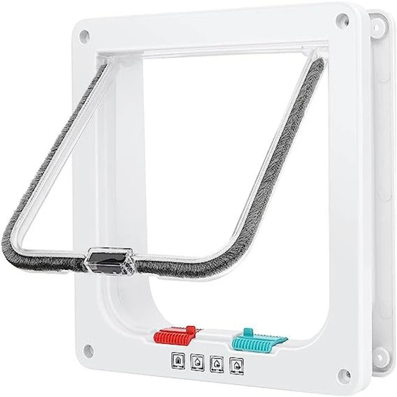 Dog Cat Flap Door For Dog Cat Kitten With 4 Way Lock Security Flap Door Cat Puppy Safety Gate Small Pet Supplies ABS Plastic