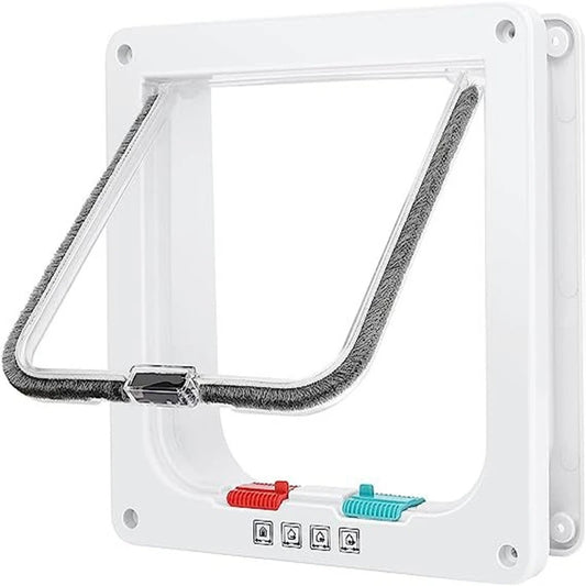 Dog Cat Flap Door For Dog Cat Kitten With 4 Way Lock Security Flap Door Cat Puppy Safety Gate Small Pet Supplies ABS Plastic