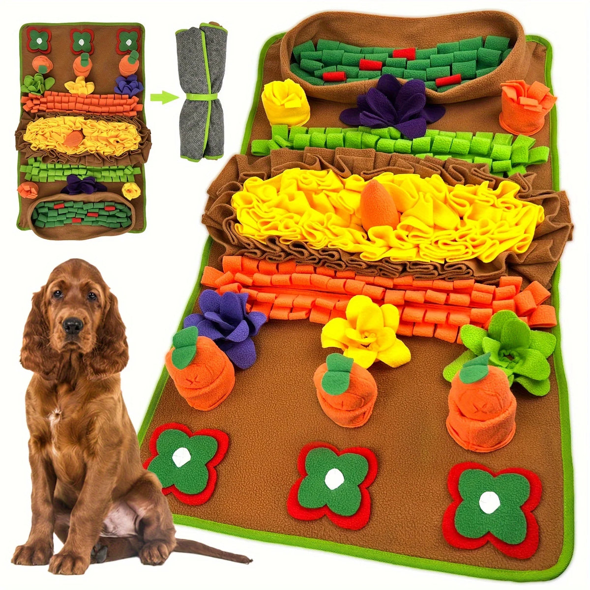 Pet Snuffle Mat for Dogs Sniff Mat Nosework Feeding Mat Slow Feeder Interactive Dog Puzzle Toys for Training and Stress Relief