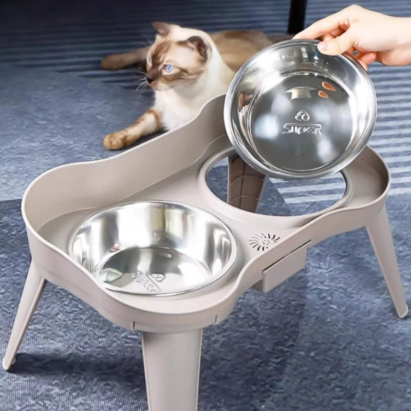 Stainless Steel Pet Bowl Dual Use Food And Water Dish for Dogs And Cats Dog Bowl with Cat Bowl Features Pet Supplies