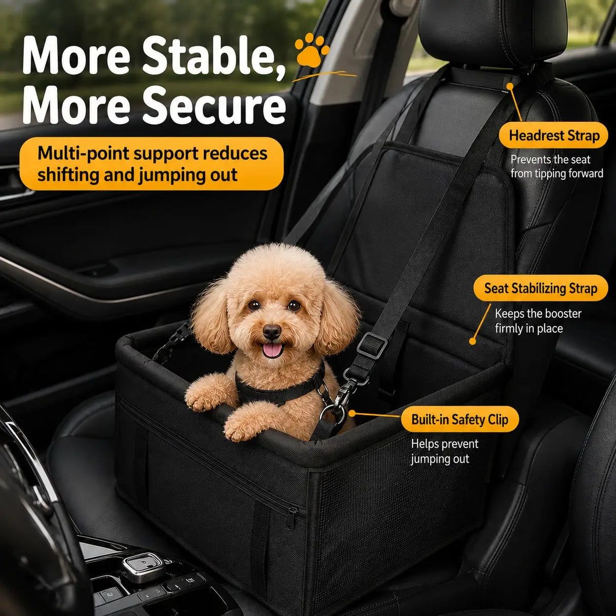 1pc Car Pet Booster Seat, Front Passenger Seat, Essential For Small To Medium Dogs Travel, Breathable Oxford Fabric, Dirt-Resistant, Foldable, Universal Fit, Perfect Car Pet Accessory