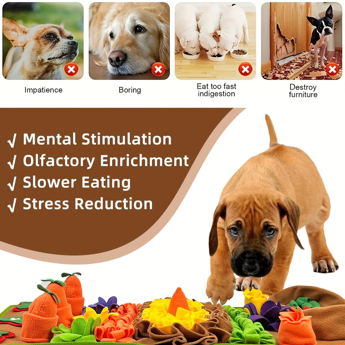 Pet Snuffle Mat for Dogs Sniff Mat Nosework Feeding Mat Slow Feeder Interactive Dog Puzzle Toys for Training and Stress Relief