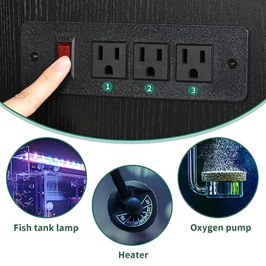 55-75 Gallon Aquarium Stand with Power Outlets, Cabinet for Fish Tank Accessories Storage - Heavy Duty Metal Fish Tank Stand Su