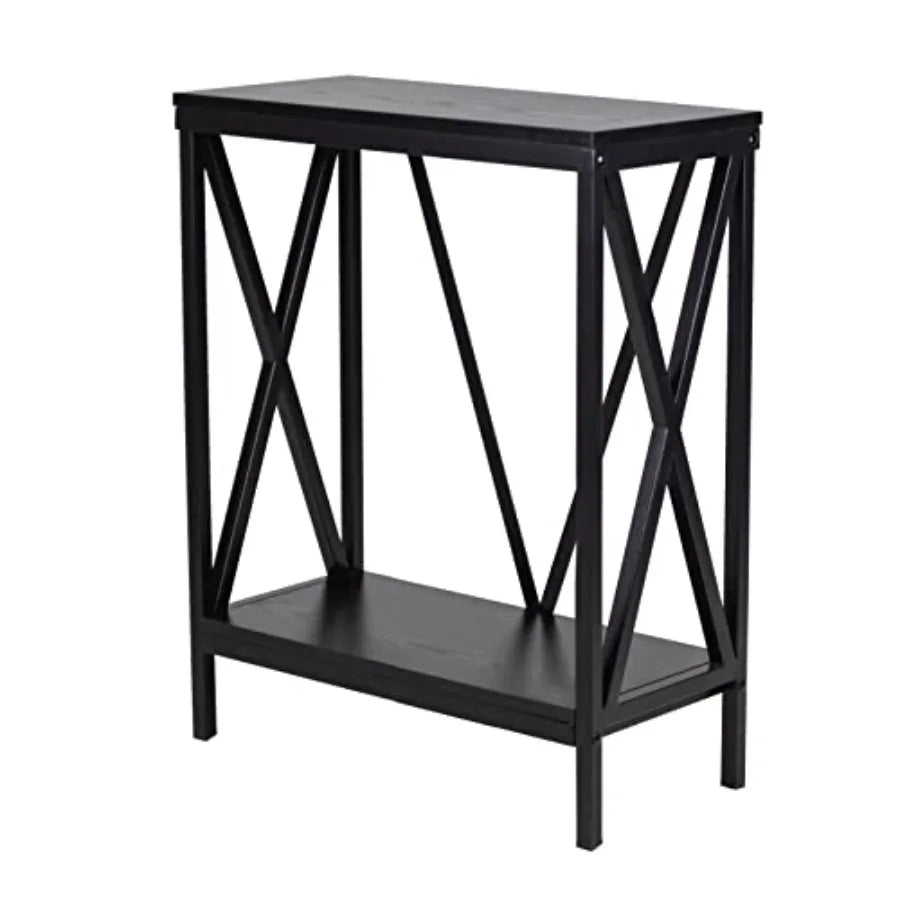 20 Gallon Metal/Wood, Aquarium Stand, Console Table, 24.2" L x 28" W, Black