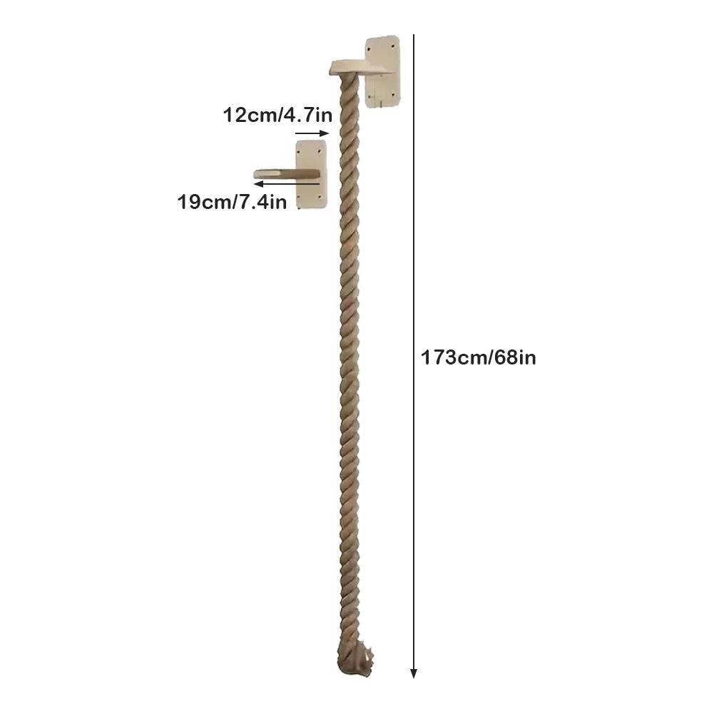 Cat Climbing Rope with Wood Platform Wall Mounted Rope Reusable Claw Grinding Tool for Cat Furniture Scratcher Play Equipment