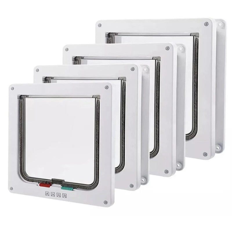 Dog Cat Flap Door For Dog Cat Kitten With 4 Way Lock Security Flap Door Cat Puppy Safety Gate Small Pet Supplies ABS Plastic