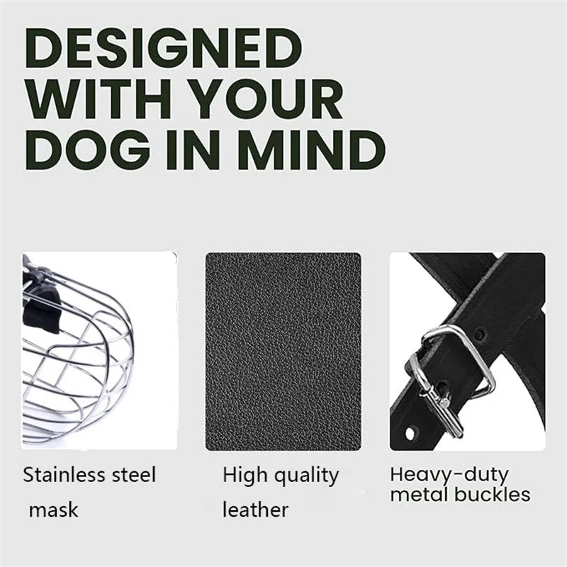 Stainless Steel Dog Muzzle Anti-Biting Breathable Pet Mouth Mask Adjustable Protection Cover Dog Muzzle Accessories Pet Supplies