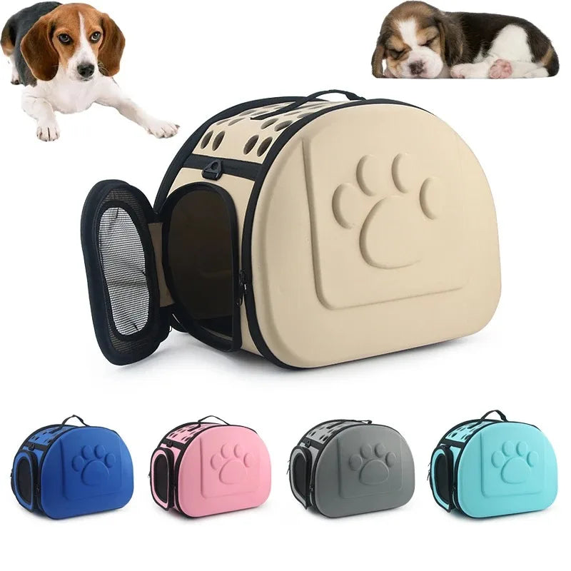 Foldable Portable Pet Carriers Bag EVA Multihole Breathable Dog Cat Carrier Bags Outdoor Travel Pets Cats Handbag Safety Zippers
