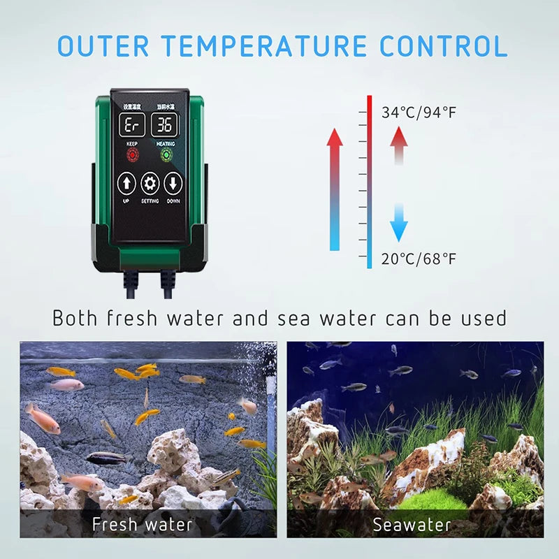 Fish Tank Heater External Temperature Control Variable Frequency Energy-Saving Constant Temperature Temperature Control Rod