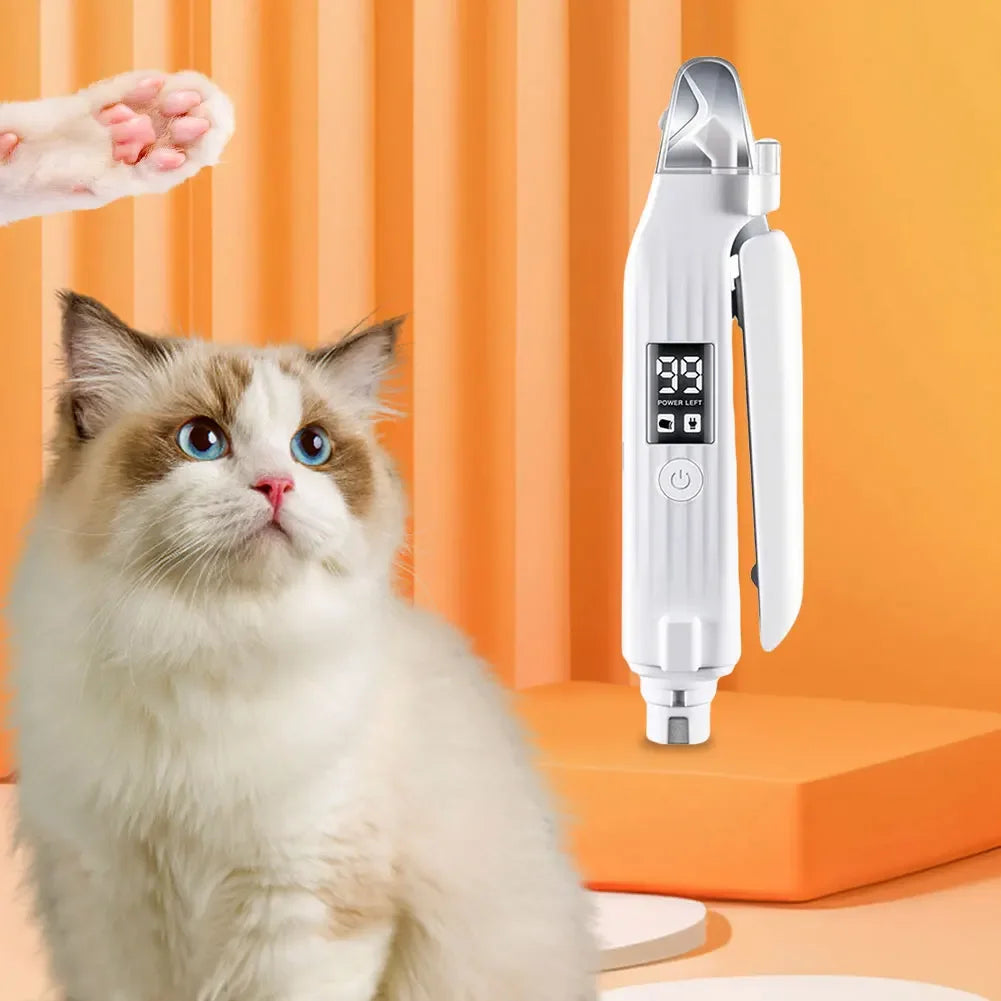 2 in 1 Electric Dog Nail Grinder and Clipper Rechargeable Pet Toenail Clippers with LED Lights for Small Medium Large Dogs/Cats