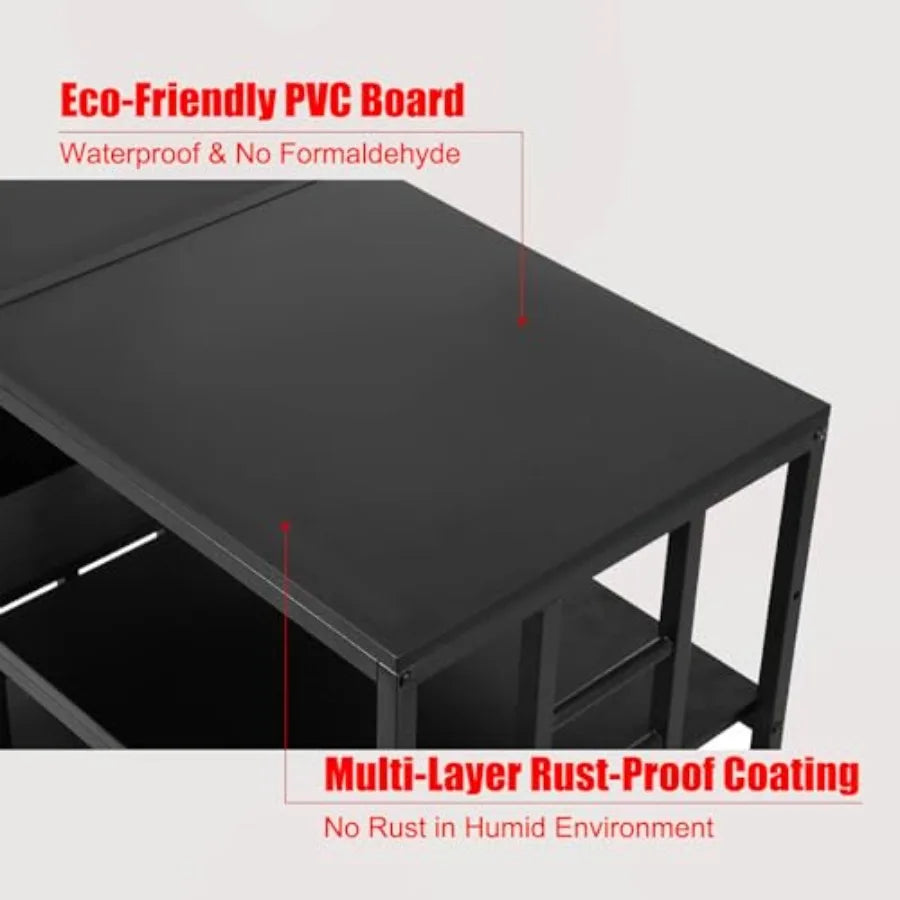 40 50 Gallon Aquarium Stand 36x18 Inch Heavy Duty 750lbs Capacity, 3-Tier Black Adjustable Shelf Steel Frame Fish Tank Stand wi