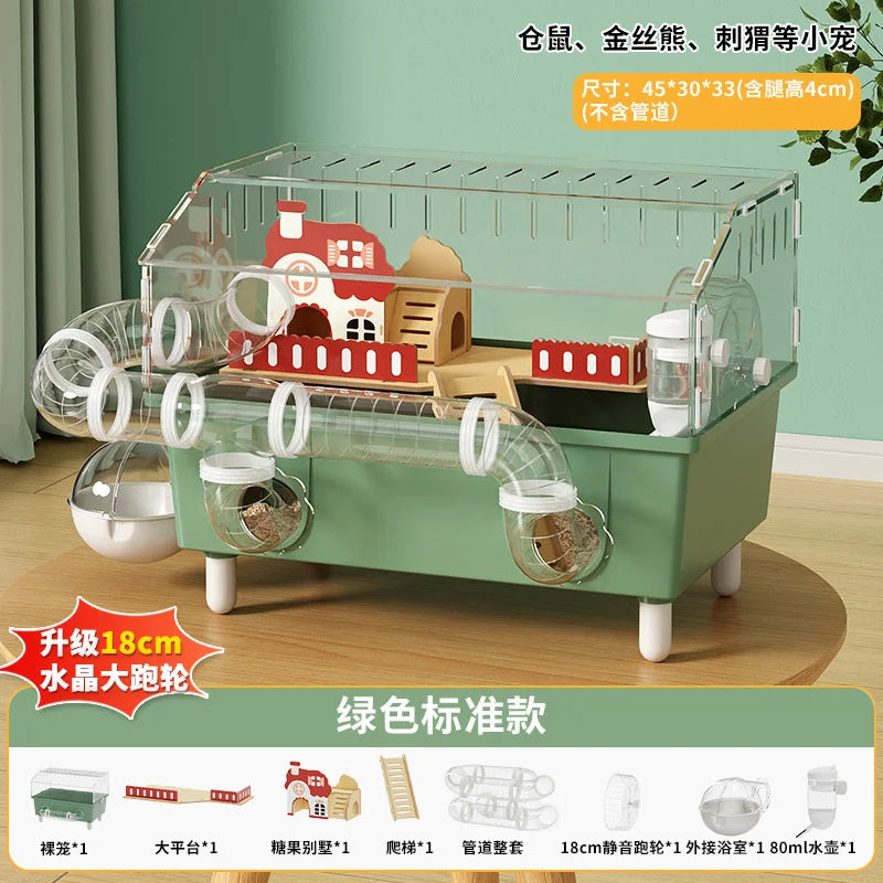 Luxury Transparent Hamster Villa Cage With Raised Tunnel And Scenic Habitat For Dwarf Hamsters For Kids And Pet Lovers Display