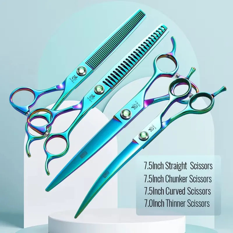 Fenice Dog Scissors Set Straight&Thinning&Curved Pet Grooming Scissors Kits Bichon Teddy Bomei Dog Grooming Shears Set Tool Set